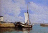 Boudin, Eugene - Honfleur, the Port, Docked Sailboat